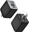 wegear USB C Fast Charging Charger, 30W Dual-Port GaN Nano Charger with Foldable Plug for iPhone 16/15 Series, iPad, Galaxy S24 Ultra and More Series, (Black, 2 Pack)