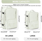 WONHOX Large Travel Backpack Women, Carry On Backpack, Hiking Backpack Waterproof Outdoor Sports Rucksack Casual Daypack with USB Charging Port Shoes Compartment, Moon White