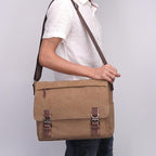 Evergoo Vintage Messenger Bag Unisex Shoulder Bags Canvas Satchel Cross Body Work Satchel Briefcase for 15.6 Inch Laptop