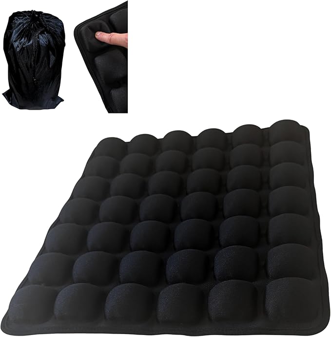 Inflatable Airplane Seat Cushion – Travel Seat Pad for Long Flights, Comfortable Air Travel Cushion with Built-in Thumb Pump for Quick Pressure Relief