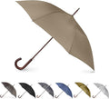 Totes Auto Open Water Repellent Stick Umbrella with Classic Wood J Hook Handle
