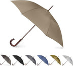Totes Auto Open Water Repellent Stick Umbrella with Classic Wood J Hook Handle