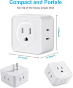 2 Prong to 3 Prong Adapter, FiiMan Multi Plug Outlet Extender 5 AC Outlet Splitter Wall Adapter Non-Grounded Outlets Expander for Japan Travel - Type A, 1875W, White (1 Pack)
