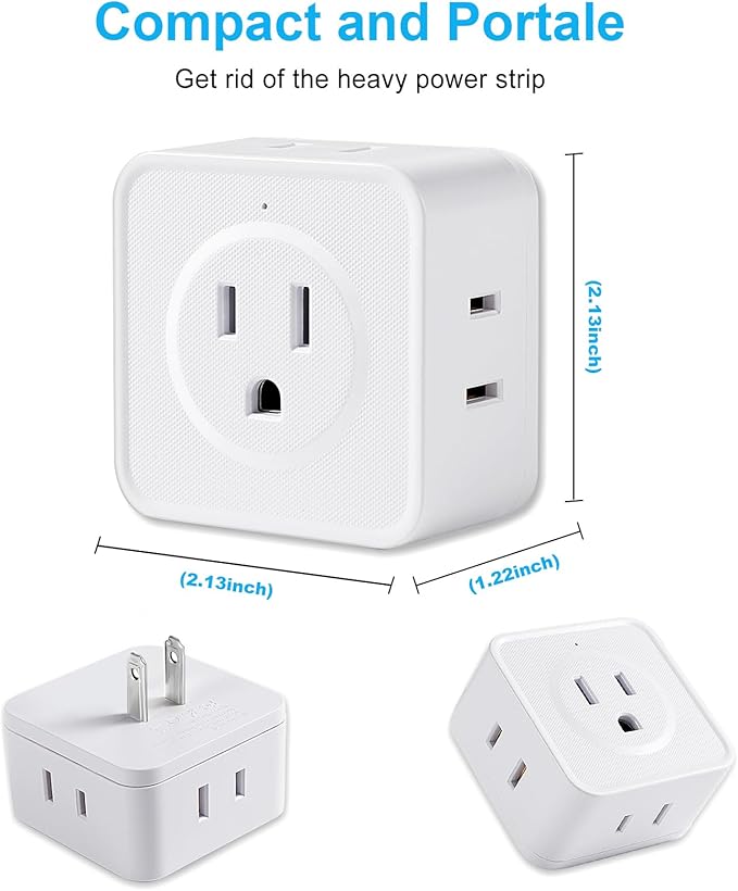 2 Prong to 3 Prong Adapter, FiiMan Multi Plug Outlet Extender 5 AC Outlet Splitter Wall Adapter Non-Grounded Outlets Expander for Japan Travel - Type A, 1875W, White (1 Pack)