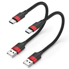 Short USB to USB C Cable 2 Pack, 6 inch USB C Cable Braided, 0.5ft Type C Charger Cord Fast Charging for iPhone 17 16 15 Pro Max, Samsung Galaxy S25 S24 S23, Pxiel 10 9