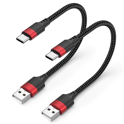 Short USB to USB C Cable 2 Pack, 6 inch USB C Cable Braided, 0.5ft Type C Charger Cord Fast Charging for iPhone 17 16 15 Pro Max, Samsung Galaxy S25 S24 S23, Pxiel 10 9