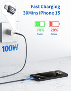 Extra Long USB C to USB C Cable 15FT, 100W USB C Cable Fast Charging, Upgraded Extra Durable Braided USB C Cord for iPhone 17 16 15 Pro Max, MacBook Pro, Samsung Galaxy S10 S9 Plus, LG and More-1Pack