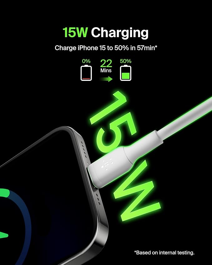 Belkin USB A to USB C Cable 2-Pack, 3.3ft, 15W - Type C Charger, iPhone Charger Cord for iPhone 16 & 15, Galaxy S25, Pixel 9, iPad Pro, Airpods Pro, Switch, CarPlay & More - White