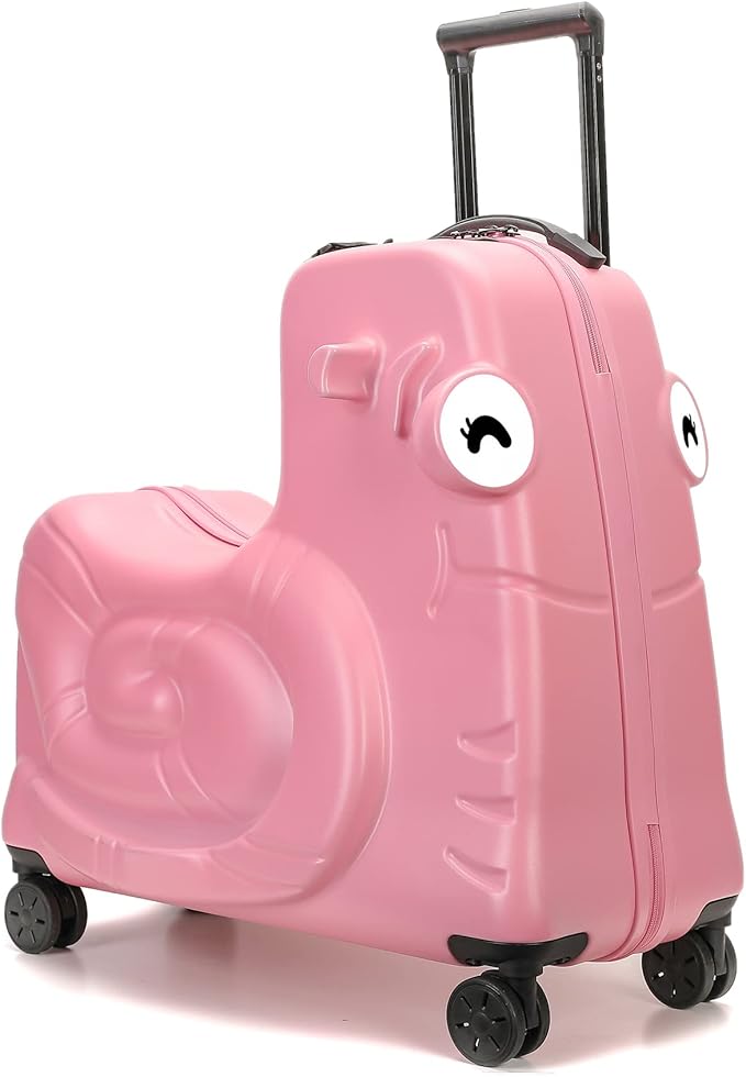 Kids Ride-on Luggage with Spinner Wheels Suitcase, Kid's Ride-On Suitcase Help Your Child Relax, Carry On Trolley Luggage with Password Lock (Pink, 22 inches)