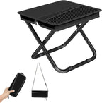 Portable Ultralight Travel Stool Camping Chair Fishing Stool - Gray Carbon Steel and Keychain, Handbag Style Pocket Foldable