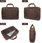 Augus Vintage Leather Briefcase for Men 15.6 Inch Laptop Computer Bag Retro Messenger Crossbody Shoulder Bag | Vintage Leather