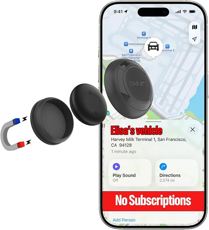 Magnetic Hidden GPS Tracker for Vehicles – 365 Days Battery Life, No Subscription, Car Tracker Device Hidden (iOS Tracker)