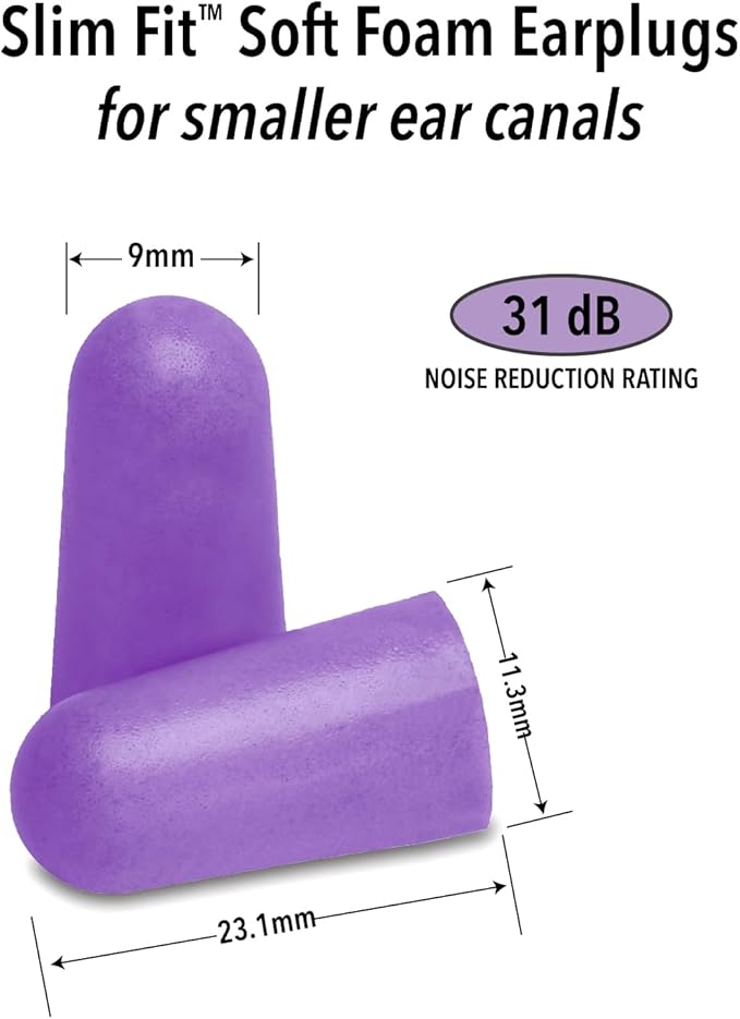 Mack's Slim Fit Soft Foam Earplugs, 50 Pair - Small Ear Plugs for Sleeping, Snoring, Traveling, Concerts, Shooting Sports & Power Tools | Made in USA