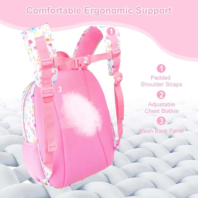 RHCPFOVR Kids Backpack for Girls - Girls Backpack 3-8 Ages Flower for Kids 15 Inch School Bookbag for Kindergarten Elementary School Bookbag for Girl 1st 2nd Grade