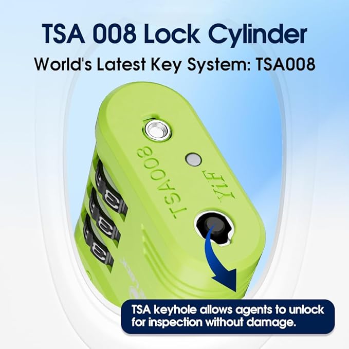 SURE LOCK TSA Approved Luggage Lock – 3-Digit Resettable Combination Padlock with Open Alert Red Dot, Large Easy-Read Dials for Suitcases, Backpacks, Gym & School Lockers (Green 4 pk)