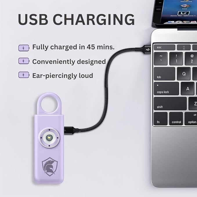Personal Safety Alarm Rechargeable (Lavender)