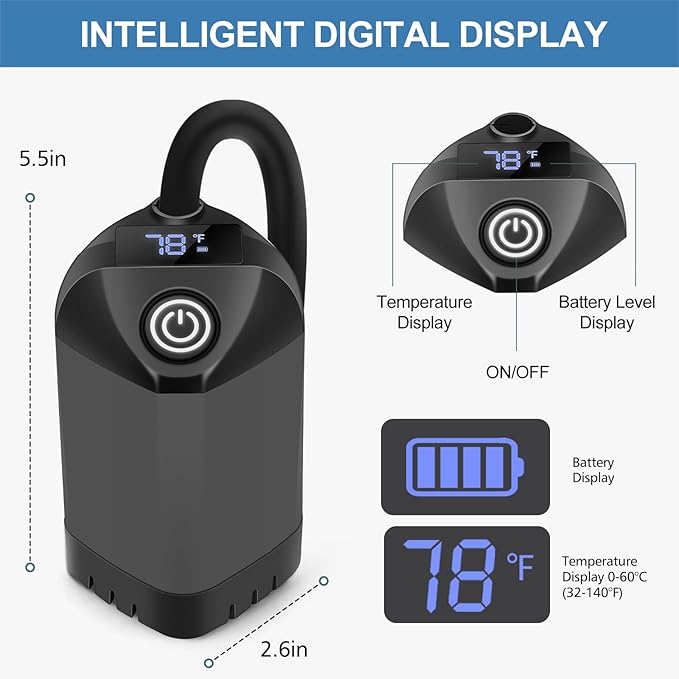 Portable Shower for Camping with 7800mAh Battery, Rechargeable Camping Shower with Intelligent LED Display, 3 Spray Modes, IPX8 Waterproof Outdoor Camp Pump for Hiking, Travel, Car, Pet