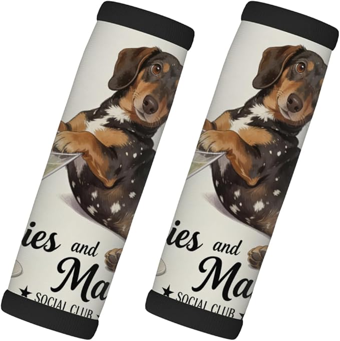 2 Pack Luggage Handle Wrap with Travel Tags - Non-Slip Protective Cover Soft Handle Grips Covers for Suitcase(Dogs Social Club)