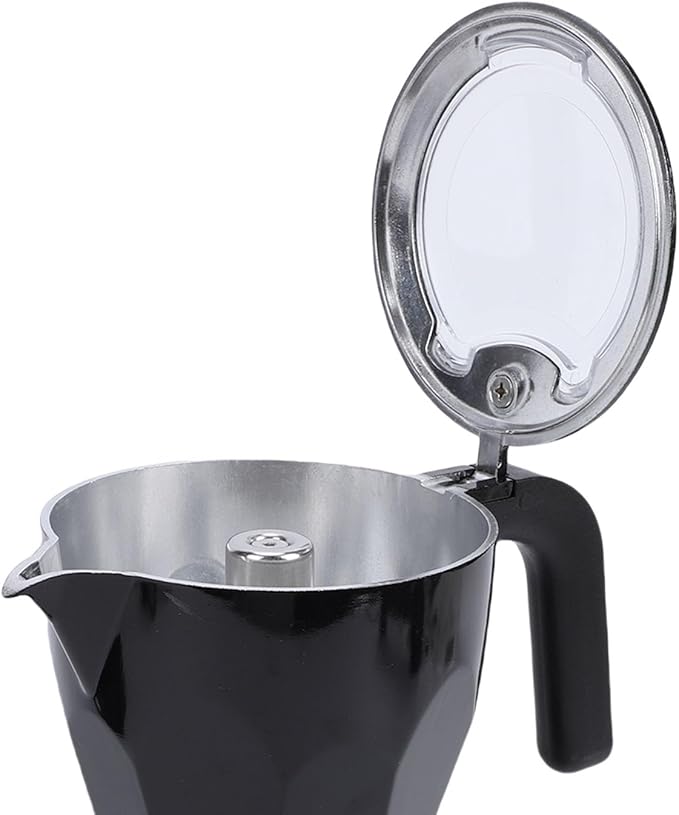 Electric Mocha Pot, 3 Cup Aluminum Machine Portable Electric Italian Cuban Coffee Maker with Detachable Base, Mocha Maker for Home Travel Office (Black)