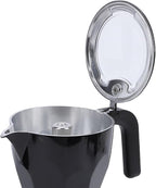 Electric Mocha Pot, 3 Cup Aluminum Machine Portable Electric Italian Cuban Coffee Maker with Detachable Base, Mocha Maker for Home Travel Office (Black)