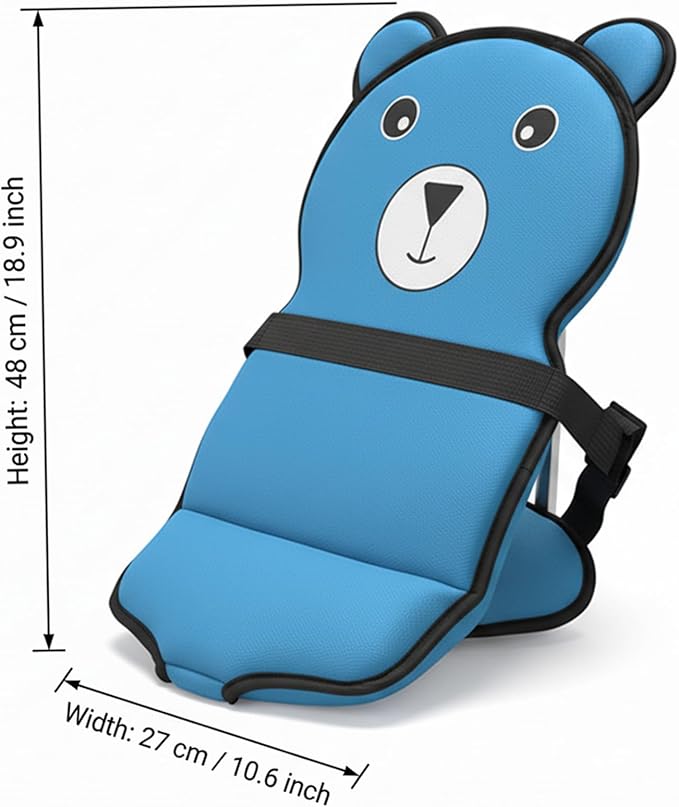 Cartoon Bear Kids Suitcase Seat with Safety Strap, Toddler Travel Essential, Luggage Seat for Family Travel, Comfortable Ride for Kids, Blue