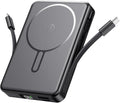 Magnetic Portable Charger, Power Bank Fast Charging 22.5W 10000mAh, Portable Charger with Built in Cable, for Magsafe Battery Pack Compatible with iPhone 17/16/15/14/13/12 Pro/Pro Max, Samsung Black