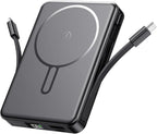 Magnetic Portable Charger, Power Bank Fast Charging 22.5W 10000mAh, Portable Charger with Built in Cable, for Magsafe Battery Pack Compatible with iPhone 17/16/15/14/13/12 Pro/Pro Max, Samsung Black
