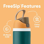 Owala FreeSip Insulated Stainless Steel Water Bottle with Straw for Sports, Travel, and School BPA-Free Sports Water Bottle, 24 oz, Surfs Edge | Insulated, with Straw, for Sports, Travel, and School, BPA-Free