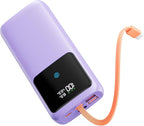 Laptop Power Bank, 24000mAh 65W Fast Charging Portable Charger with Built-in Cable, USB C Battery Pack with LED Display, Travel Essential External Battery Bank for Macbook/Notebook/Tablet/Phone Purple