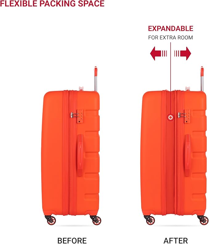SwissGear 7366 Signature Hardside Expandable Luggage with Spinner Wheels, TSA Lock, Cup-Holder, Orange, 2-Piece Set (19/27)