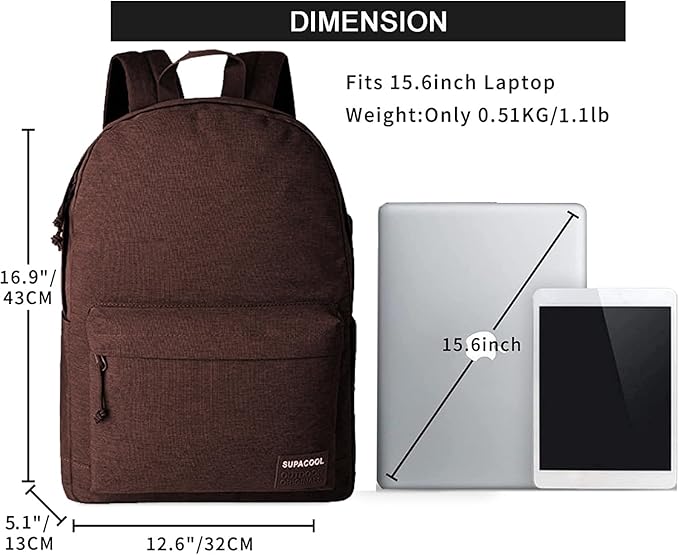 SUPACOOL Casual Laptop Backpack for Men and Women, Backpack with USB Charging Port(Coffee set)