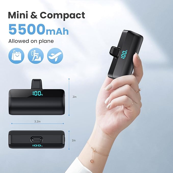 [2-Pack]Mini Portable Charger for iPhone 17/16/15,Upgraded 5500mAh PD Fast Charging USB C Power Bank,Travel Essentials Battery Pack for iPhone 17/17 Pro Max /Air/16 Plus/16/15 Series Galaxy Android