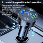 Super Fast Charging USB-C Car Charger Adapter, 65W 5-in-1 Multi-Port PD30W & QC3.0 Cigarette Lighter USB Charger for iPhone/Android/Samsung/iPad Pro (Black)