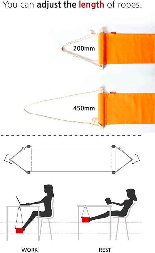 Home-organizer Tech Portable Adjustable Foot Hammock for Corner Desk Office Foot Rest Mini Under Desk Foot Rest Hammock for Home, Office, Airplane, Travel, Study and Relaxing (Red White Strip)