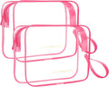 Icramsy Clear Makeup Bag,2 Pack TSA Approved Toiletry Bag Travel Toiletry Bag Hanging Makeup Cosmetic bag for Women Men (ROSY)