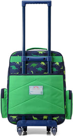 VASCHY Rolling Luggage for Kids, Cute Travel Carry on Suitcase for Boys Toddlers/Children with Wheels 18inch Dinosaur