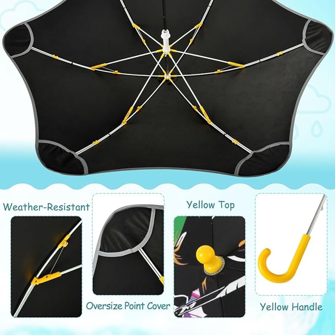 ALAZA Kids Umbrella Stick Umbrellas Cute Umbrella for Boys Girls Toddler UV/Sun Rain Windproof