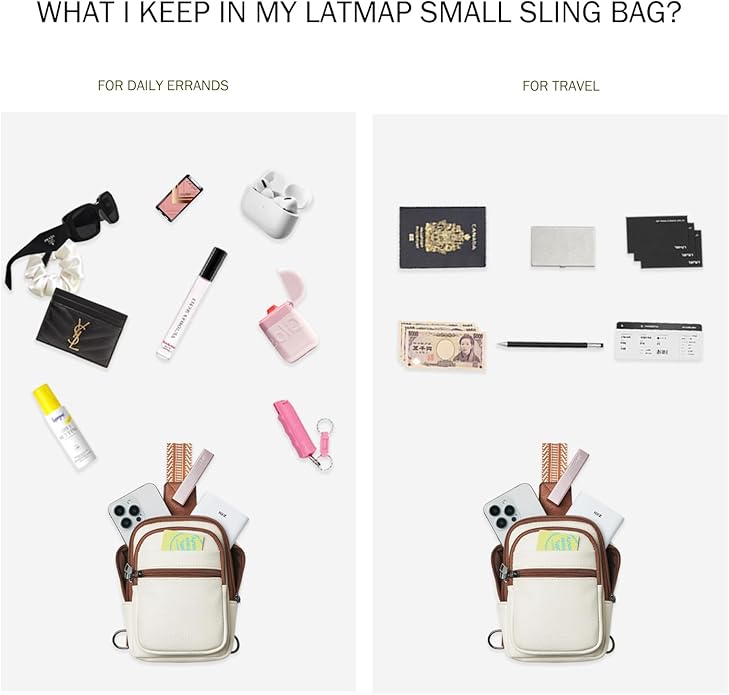 LATMAP Sling Bag For Women Faux Leather Small Casual Daypack Backpack Fanny Pack Crossbody Chest Bags Purse