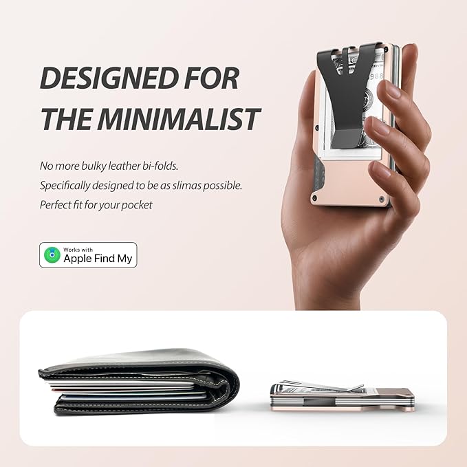 Air Wallet, Built-in Tracker Slim Wallet, Smart Wallet with Money Clip, Compatible with FindMy Network(iOS Only), Anti-Theft Card Holder, *Gift for Men (Tracker Wallet, khaki)