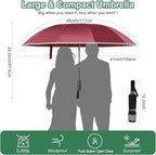 4-in-1 Inverted Travel Umbrella Compact, Automatic Large Umbrellas for Rain & Sun, Portable Windproof Umbrella for Backpack, Reverse Folding Umbrella for UV with Reflective Strips,Lightweight