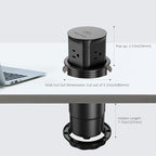 Jgstkcity Pop Up Outlet with 15W Wireless Charger,4 Outlets 15A, Splash Resistant,3 inch Desk Hole Power Grommet,Space Saver Outlet for Kitchen Countertop,Office Conference Table,ETL Listed (Black)
