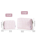 Narwey Cute Floral Makeup Bag Travel Cosmetic Bag Organizer Toiletry Bag Make Up Bags with Compartments for Women Girls (Pink Flower Buds, Large)