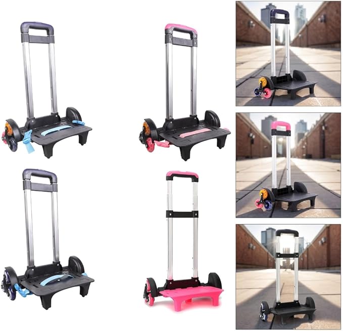 6 Backpack Trolley Foldable Cart with Telescopic Handle Luggage Travel Hand for School Bags Foldable with