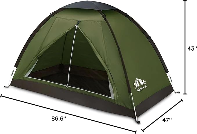 Night Cat Backpacking Tent for One 1 to 2 Persons Lightweight Waterproof Camping Hiking Tent for Adults Kids Scouts Easy Setup Single Layer 2.2x1.2m