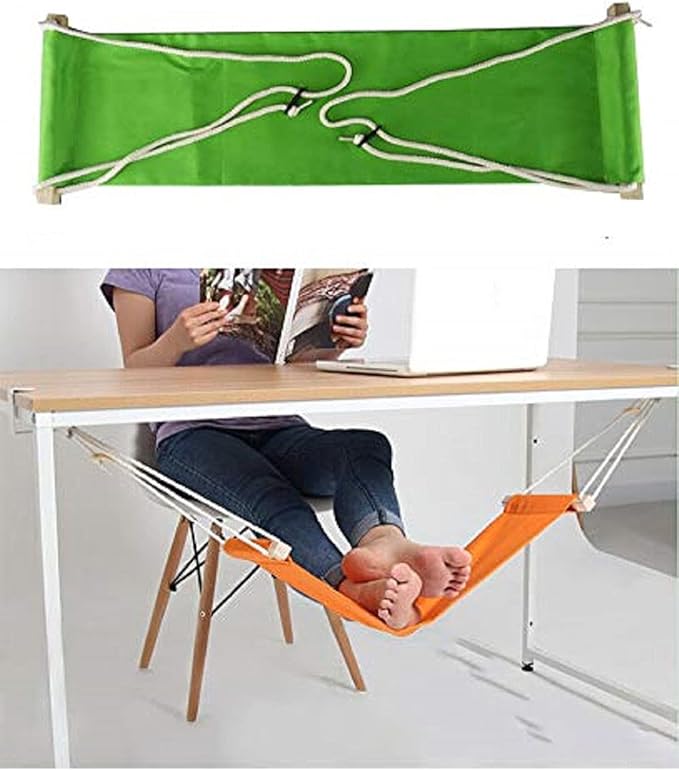 Home-organizer Tech Portable Adjustable Foot Hammock for Corner Desk Office Foot Rest Mini Under Desk Foot Rest Hammock for Home, Office, Airplane, Travel, Study and Relaxing (Fruit Green)