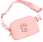 Gitus Customizable Belt Bag Fanny Pack for Girls Age 6-8 & 8-10 with Initial - Trendy Teen Girl Gifts (Light Pink-G)