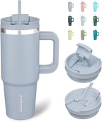 BJPKPK Tumbler With Handle 30 oz Stainless Steel Insulated Tumbler With Lid And Straw For Water Or Ice Coffee,Modern Blue