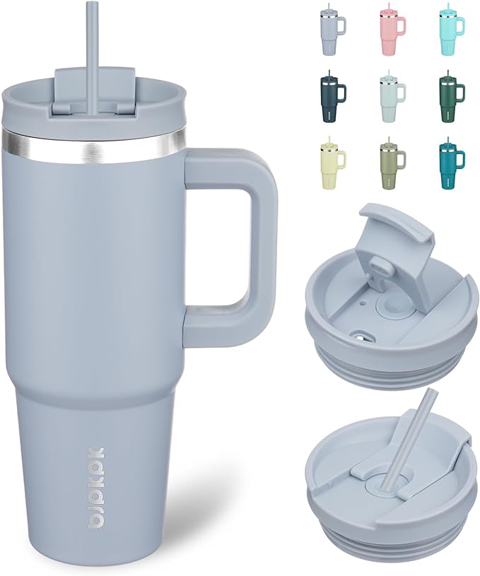 BJPKPK Tumbler With Handle 30 oz Stainless Steel Insulated Tumbler With Lid And Straw For Water Or Ice Coffee,Modern Blue