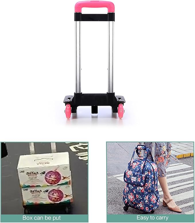 Backpack Trolley 2 Wheels Rolling Luggage Carts Foldable Trolley Cart Aluminium Alloy Hand Cart for School Bags Pet Bag