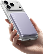 RORRY for Magsafe Portable Charger, 10000mAh Ultra Slim Magnetic Power Bank, 22.5W Fast Charging Wireless Portable Charger, USB C Battery Pack for iPhone 17/16/15/14/13/12 Plus Pro Max, Purple